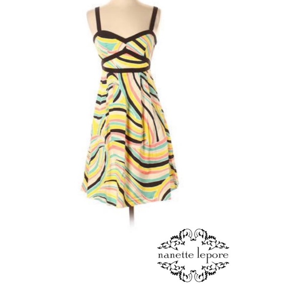Nanette Lepore Multi Color Open Back A Line Summer MIDI Dress - Picture 1 of 12